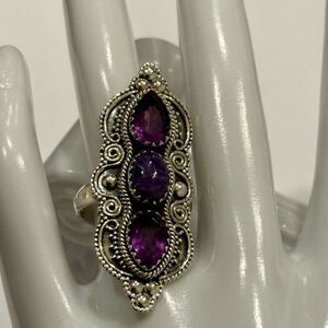 Gorgeous Genuine Amethyst & Purple Mohave Turquoise Southwest Statement Ring